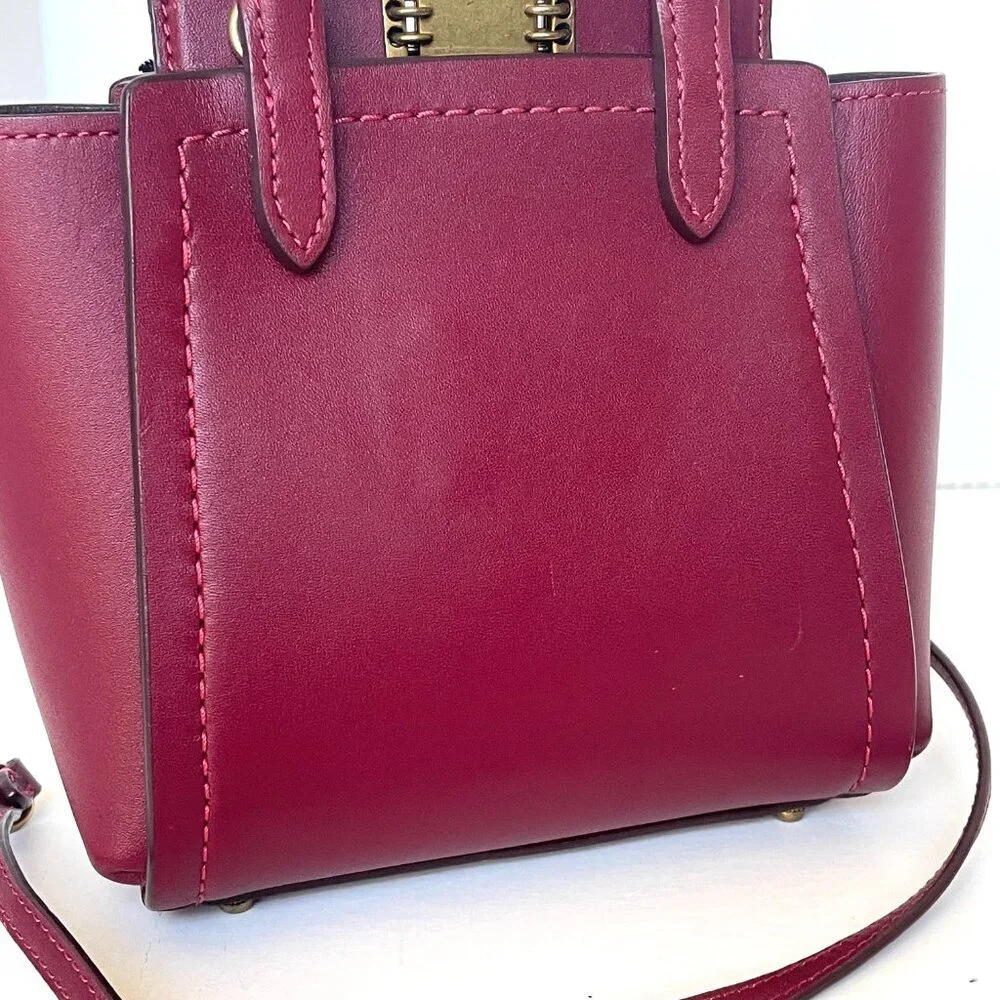 Coach 1941 Troupe Tote 16 Deep Red Leather Mini Crossbody Bag 79401
